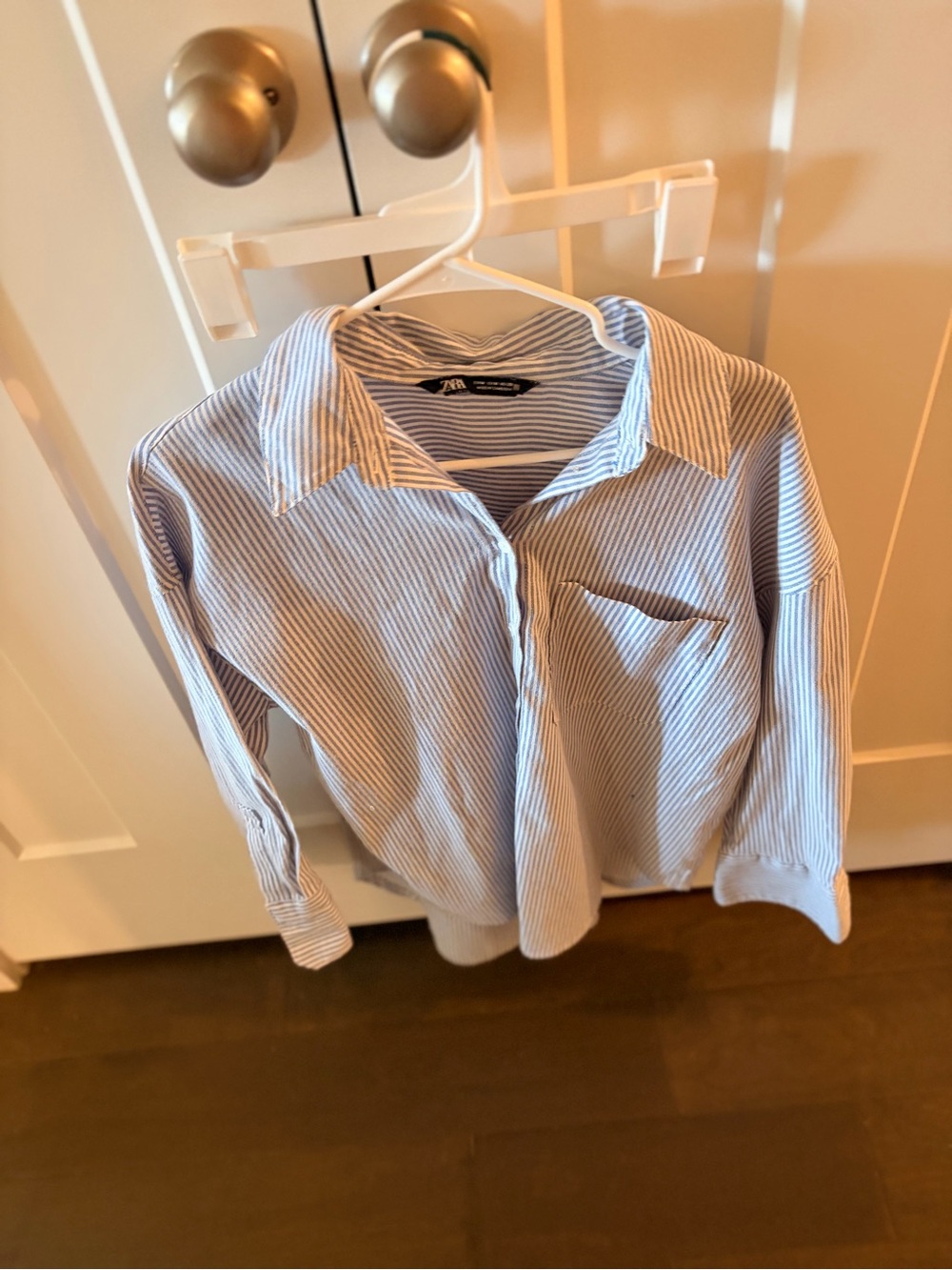 Zara Light Blue & White Pinstripe Button-Down Shirt